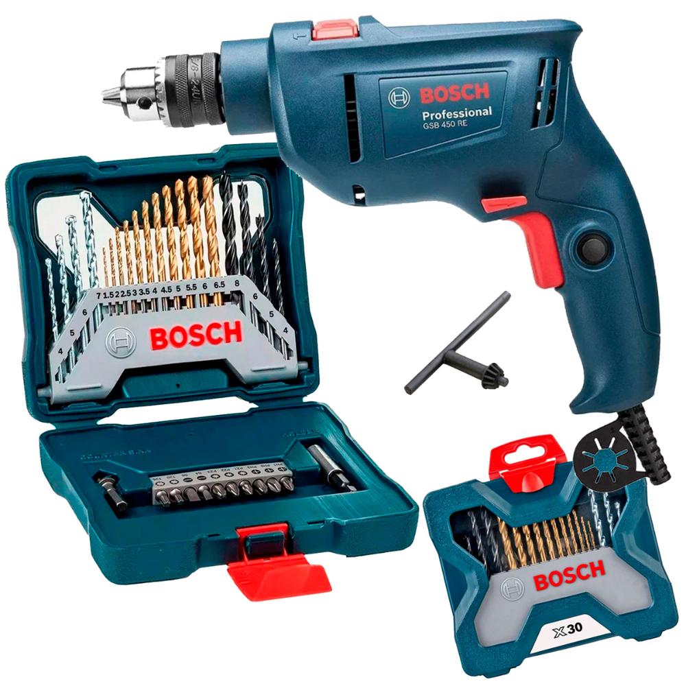 Furadeira de Impacto Bosch Professional GSB 450 RE Kit X30