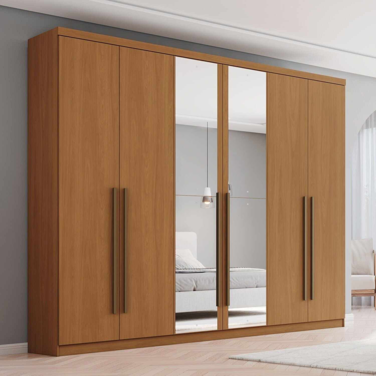 Guarda-roupa Casal New Jade com Espelhos Cinamomo