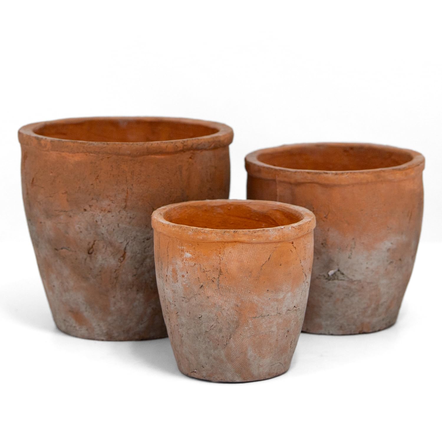 Kit 3 Vasos Cerâmica Terracota Rústica