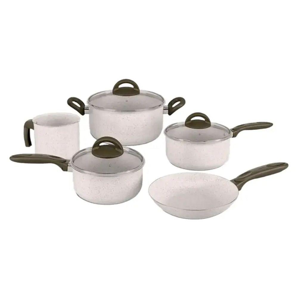 Jogo de Panelas Brinox Suprema Cerâmico Vanilla 5 Peças